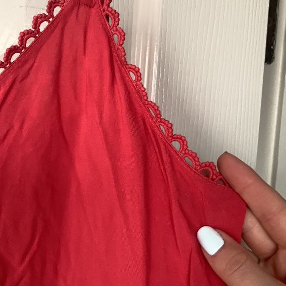 Maurices coral embroidered peplum top. Sz L - Picture 9 of 10